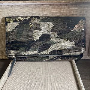 STELLA & DOT Margeaux Fold Over Clutch - Camo Sequins